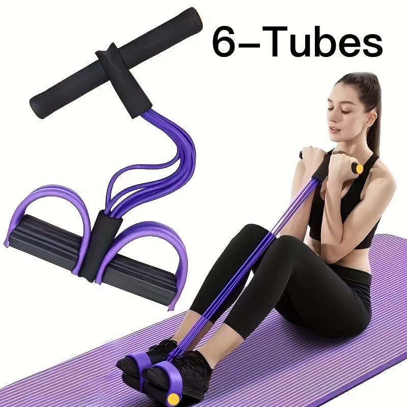 [6-Tube Resistance Band] 6-Tube Upgraded High-Tension Resistance Band - Ergonomic Design, Durable Purple Resistance Band, Suitable for Home Gyms, Cardio Workouts, Strength, Exercise Additions, Stylish Fitness Equipment, Comfortable Grip, Winter for home F