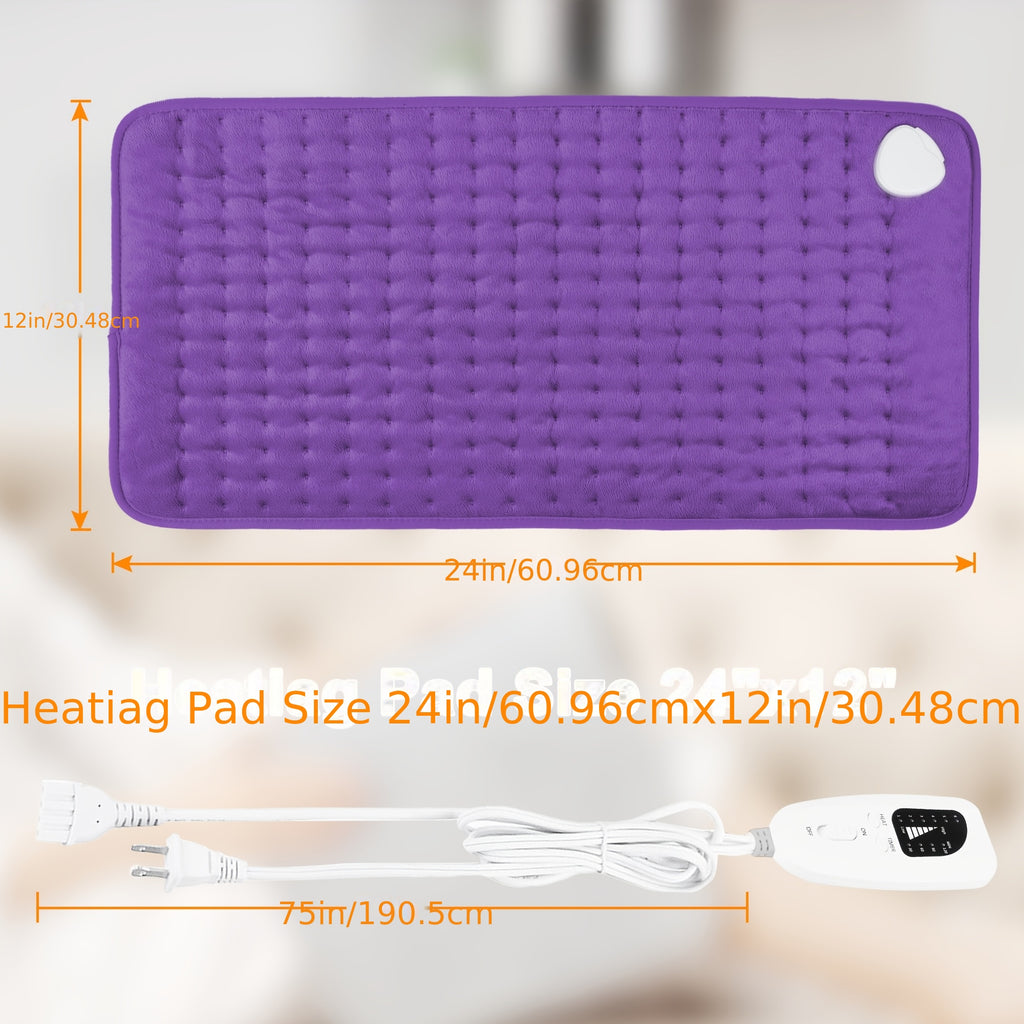 Extra Large Heating Pad - Back, Neck, Shoulders, Arms, Abdomen, Quickly Heated To 140 ° F, Portable, 6 Heating Settings, Automatic Off, 24 "x 12", Wet/dry Options, Machine Washable, Knee And Leg Heating, Gifts For Parents, Christmas Gifts