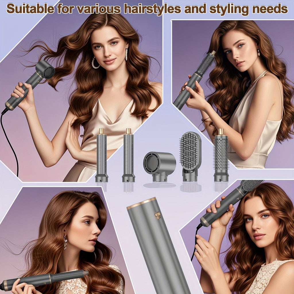 5-In-1 Hair Styler Brush with Heat Styling & Negative Ion Technology - Blowdry, Curl & Straightening Multi-Functional Styler - Perfect Holiday Gift for Women