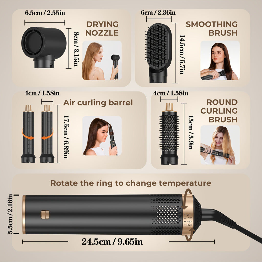 5-In-1 Hair Styler Brush with Heat Styling & Negative Ion Technology - Blowdry, Curl & Straightening Multi-Functional Styler - Perfect Holiday Gift for Women