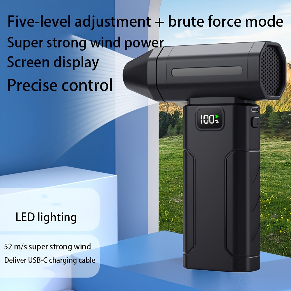 Large Capacity Portable Turbine Fan, USB Charged Personal Cooling Fan with Lighting, Outdoor Snow Remover, Dust Blower, Wind Dryer, Leaf Blower, Essential for Outdoor, Garden, Suitable for Home Use, Gift