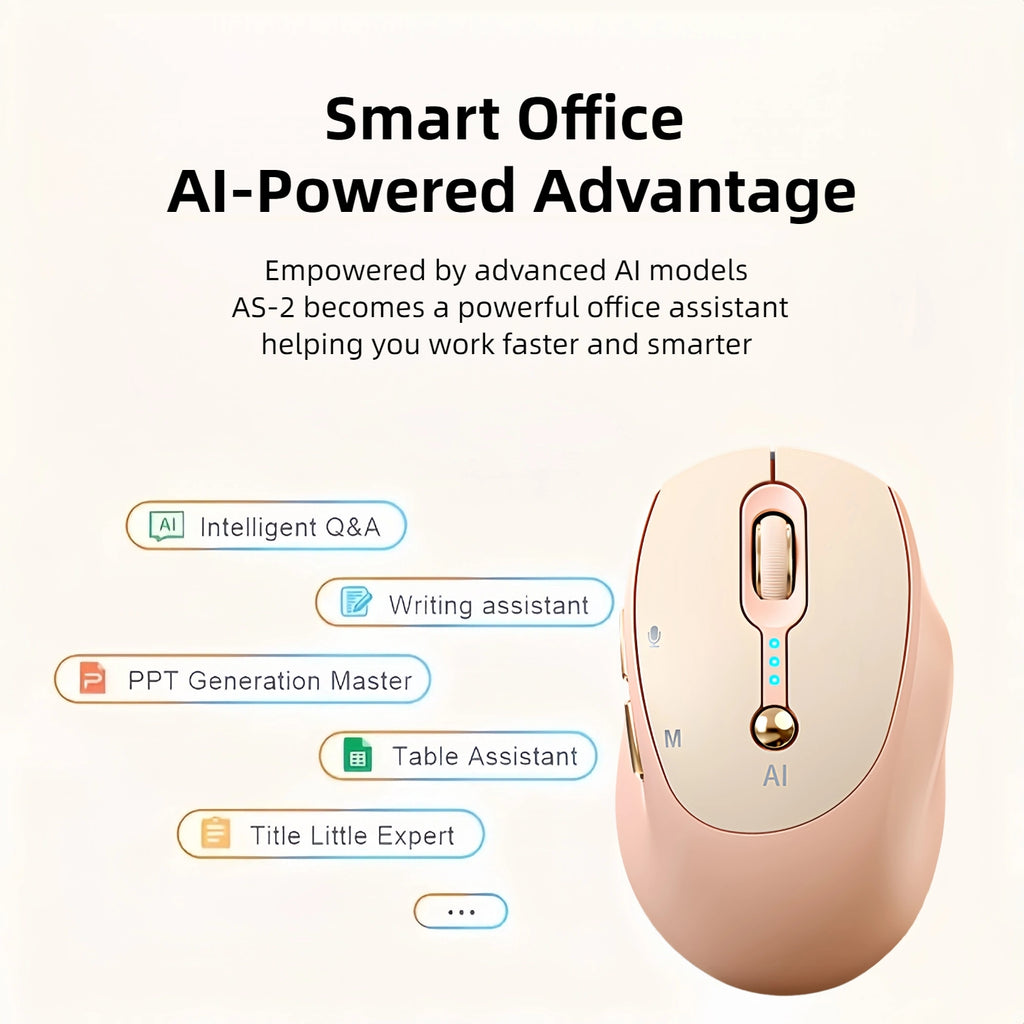 Next-Gen AI Voice Wireless Mouse, Includes Smart AI Office Assistant, One-Click Voice-to-Text Input, Multi-Language Real-Time Translation, AI Writing & PPT Creation, T-WOLF Silent Wireless + 2.4G Dual Mode, Rechargeable With Battery Display