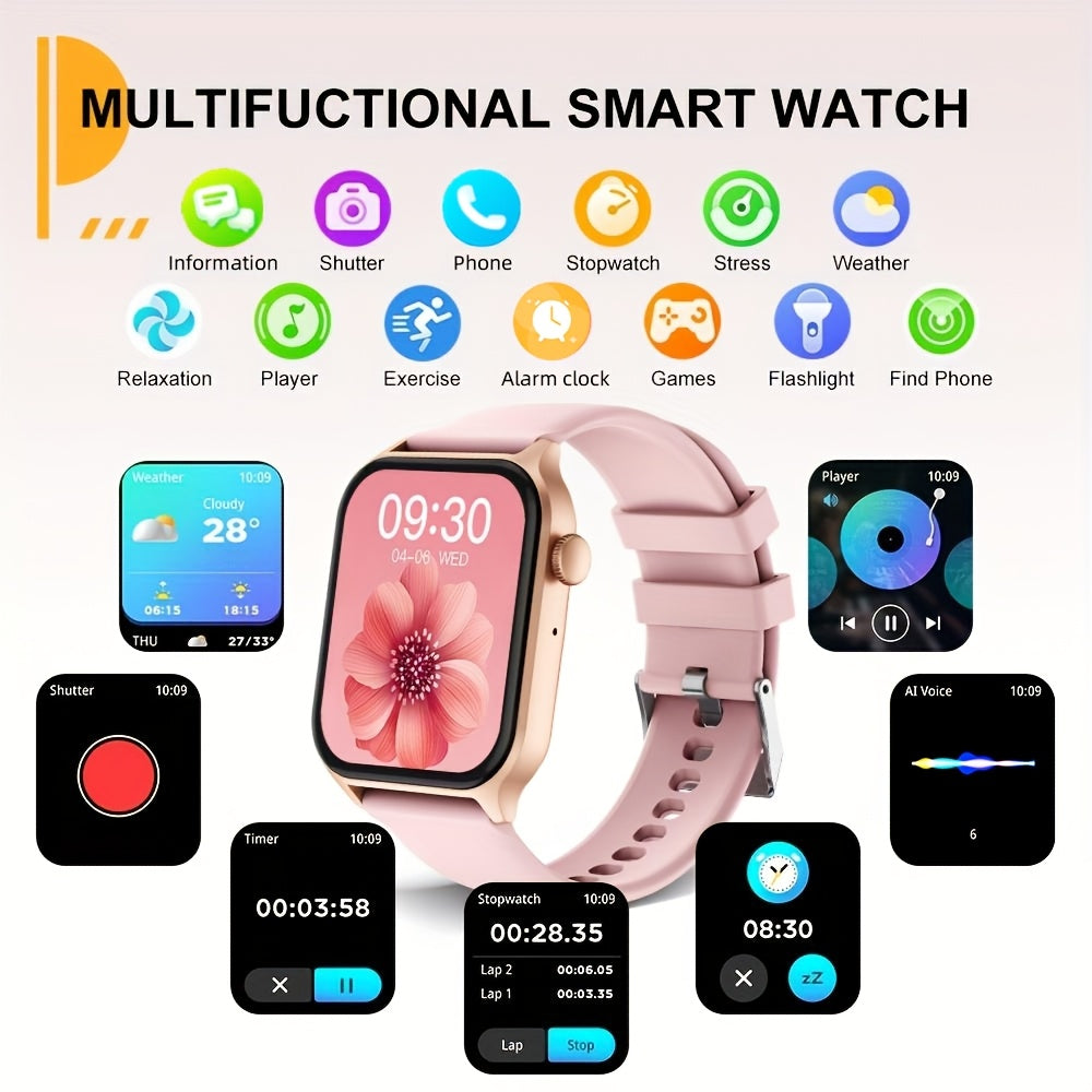 1pc Smart Watches for Women, 1.83'' Outdoor Digital Fitness Watch with Multi-Function for Fitness, Daily Use, Compatible with IOS & Android, Valentine's Day Gifts