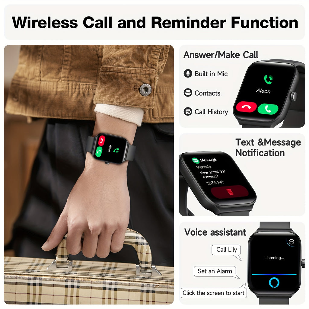 FAWEIO Smart Watch For Men Women With Alexa Built-in, 1.95" Smartwatch With Wireless Call, 100+ Sport Modes, Fitness Activity Tracker Pedometer, For IPhone & Android, Birthday Gifts, Mother'S Day Gift