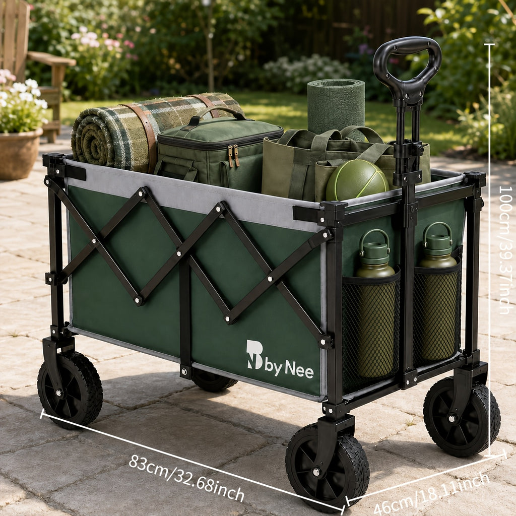 All Terrain Wheel Foldable Camping Garden Cart, High Load-bearing Capacity, Large Capacity, Suitable For Camping Picnics, Garden Labor, Stall Shopping, Reinforced Frame, Portable, A Must-have For Multi Scene Home Outdoor Activities