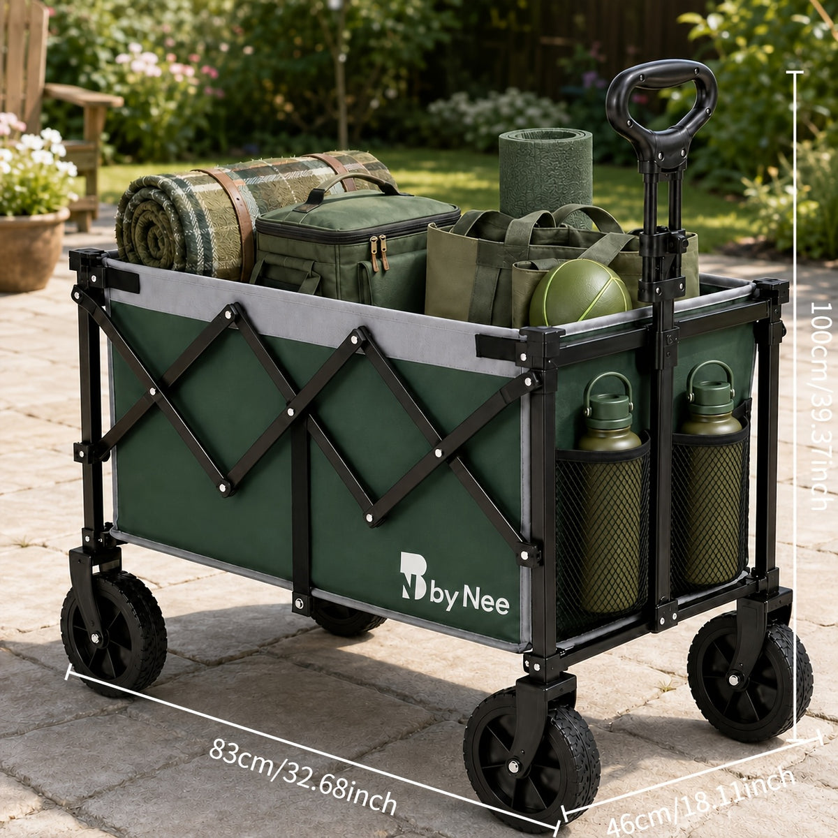 All Terrain Wheel Foldable Camping Garden Cart, High Load-bearing Capacity, Large Capacity, Suitable For Camping Picnics, Garden Labor, Stall Shopping, Reinforced Frame, Portable, A Must-have For Multi Scene Home Outdoor Activities