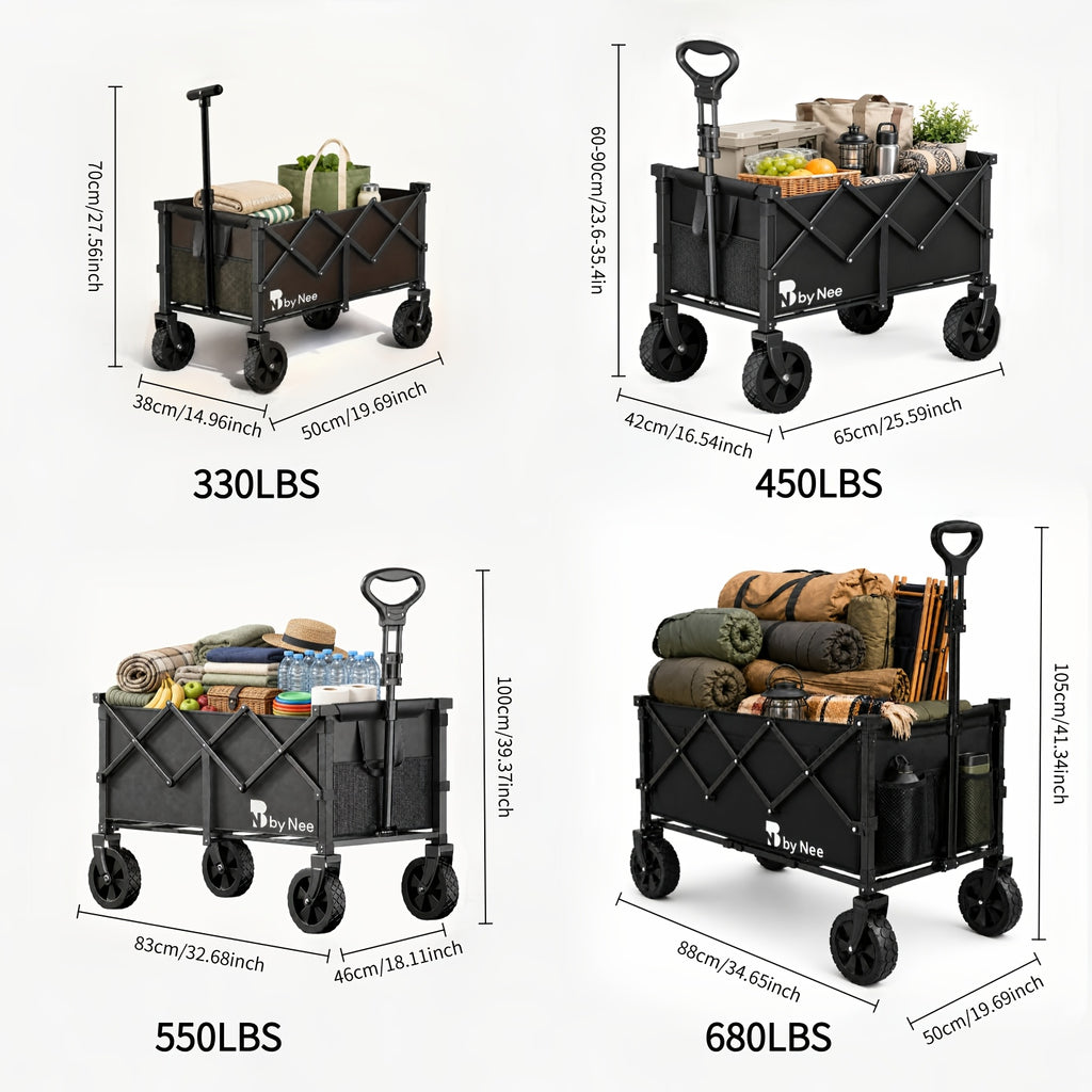 All Terrain Wheel Foldable Camping Garden Cart, High Load-bearing Capacity, Large Capacity, Suitable For Camping Picnics, Garden Labor, Stall Shopping, Reinforced Frame, Portable, A Must-have For Multi Scene Home Outdoor Activities