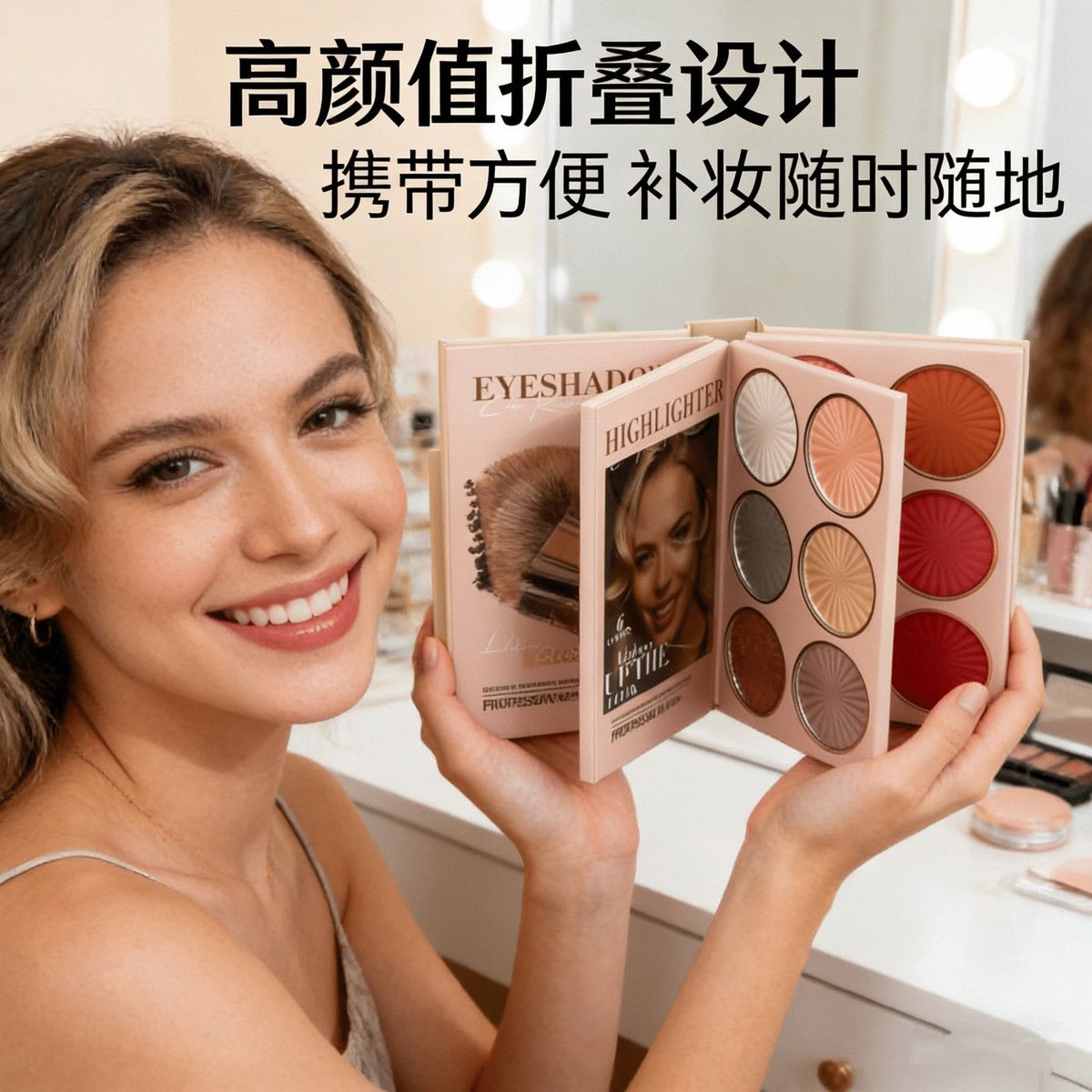 欧美进口爆款眼影67色书本高光口红一体腮红珠光哑光COS妆化妆师