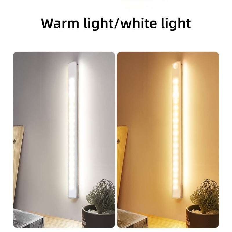 3pcs Warm/White Light 7.87inch/11.81inch/19.69inch Motion Sensor LED Induction Light USB Charging, Magnetic Non Perforated Long Night Light, Suitable for Home and Office Use, Back to School Gift