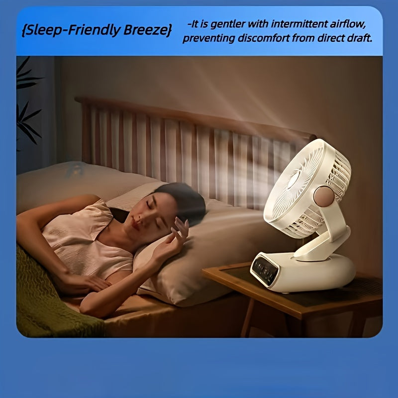 Smart Desktop Circulation Fan, 4 Modes And 100 Adjustable Speeds, Timed Use with Long Battery Life, for Bedroom, Office, Living Room, And Outdoor