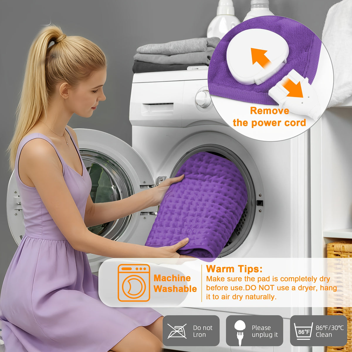 Extra Large Heating Pad - Back, Neck, Shoulders, Arms, Abdomen, Quickly Heated To 140 ° F, Portable, 6 Heating Settings, Automatic Off, 24 "x 12", Wet/dry Options, Machine Washable, Knee And Leg Heating, Gifts For Parents, Christmas Gifts