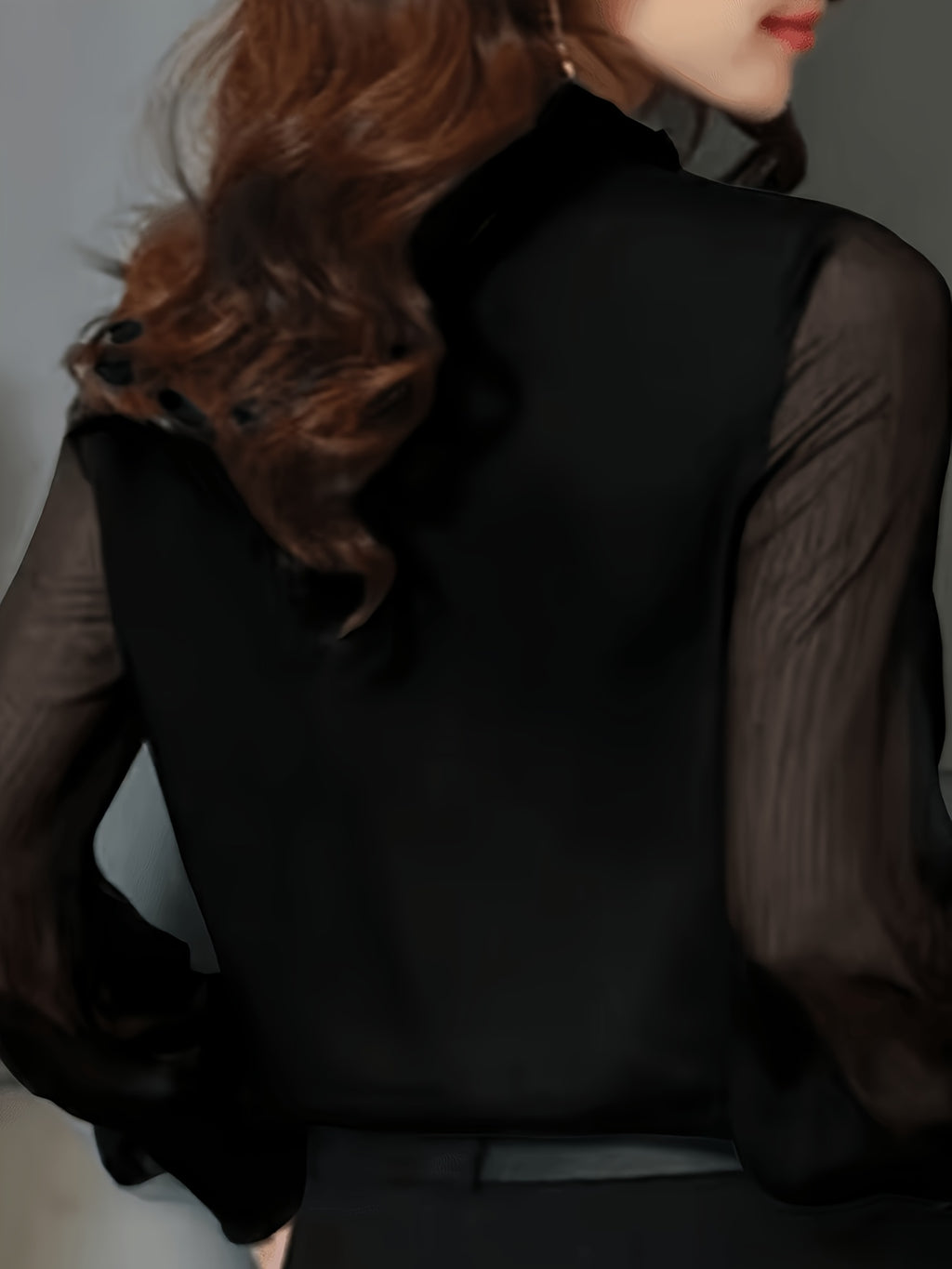Women's Elegant Office and Daily Shirt - Stand Collar Long Sleeve Non-Sheer Professional Top, All-Season Machine Washable Formal Casual Style Q305
