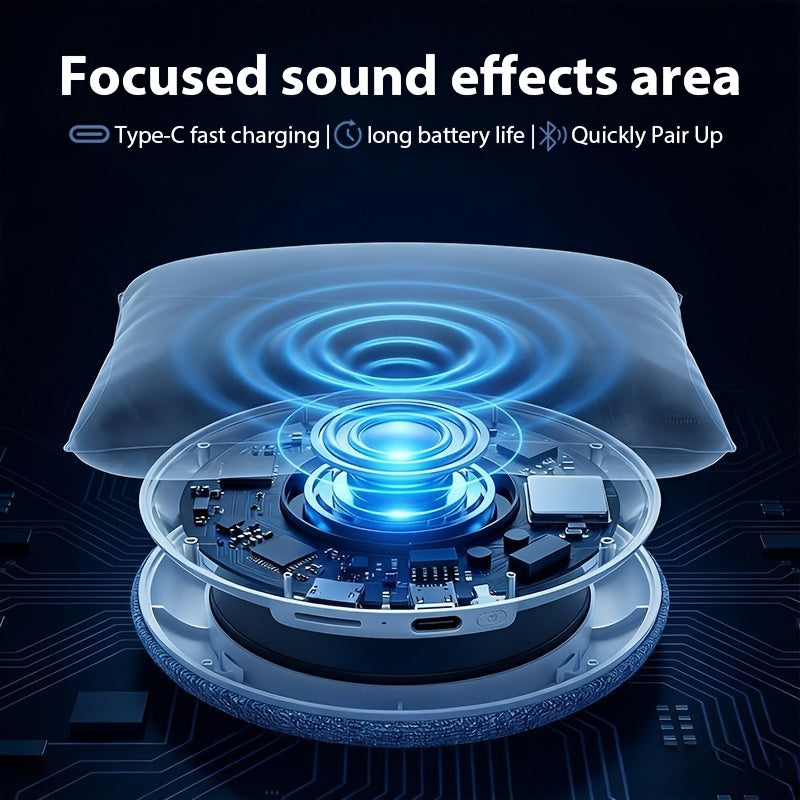 Sleep Headphones Pillow Speaker, Bone Conduction Under Pillow Wireless Speaker, White Noise Machine with Bass Stereo, TF Card, Auto Shut-Off Timer, Ultra-Thin 11mm