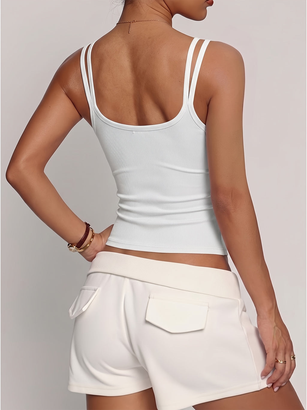Women's Sexy Camisole Round Neck Tank Top - Ribbed Sleeveless Slim Fit Base Layer, Breathable, Comfortable, Moisture-Wicking, Casual and Versatile, Women's Camisole
