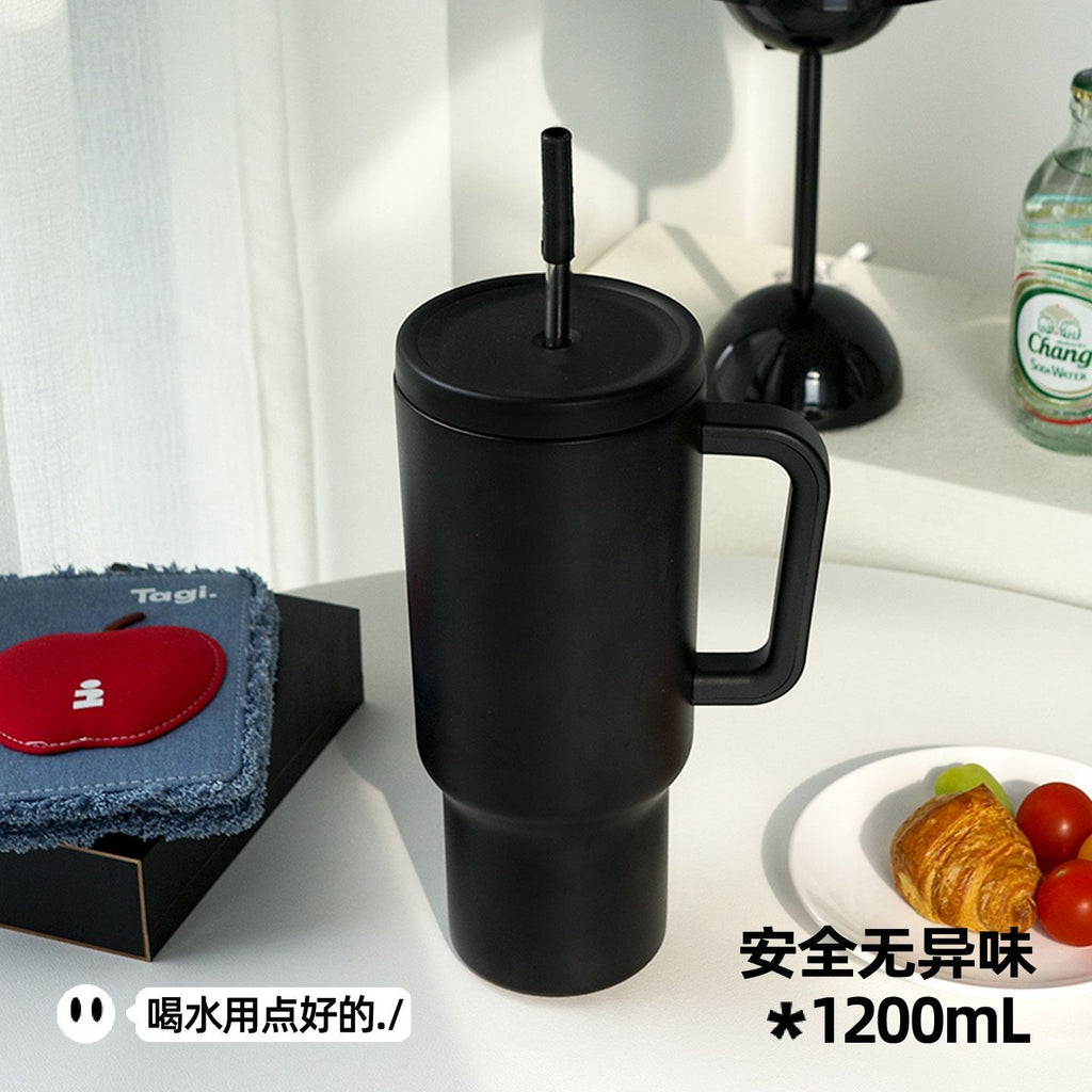 水杯冰霸渐变高颜值吸管杯子新款女夏天车载杯男便携不锈钢保温杯