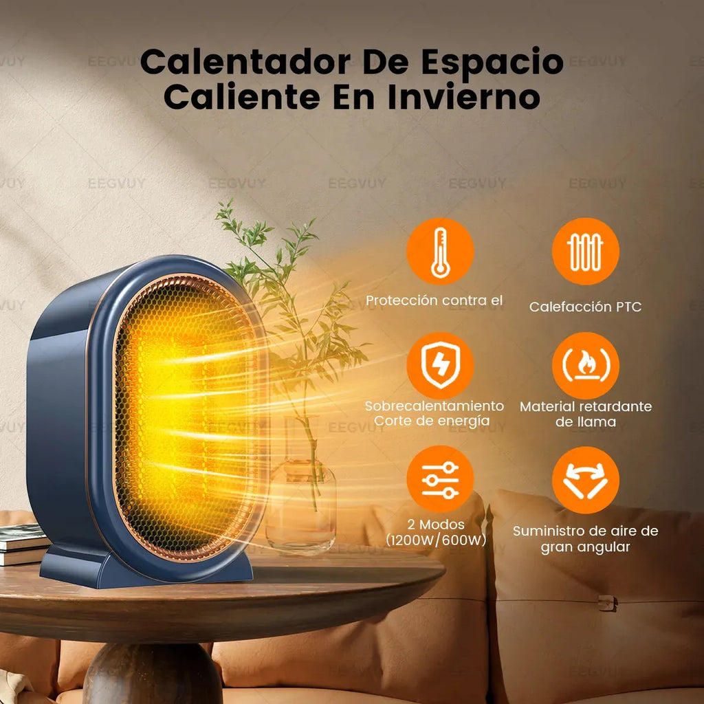 1200W Calentador Eléctrico Pequeños Calefactore Portátiles Para Uso En Interiores, Con Protección Contra Sobrecalentamiento Y Vuelco, Mini Calefactores Personales