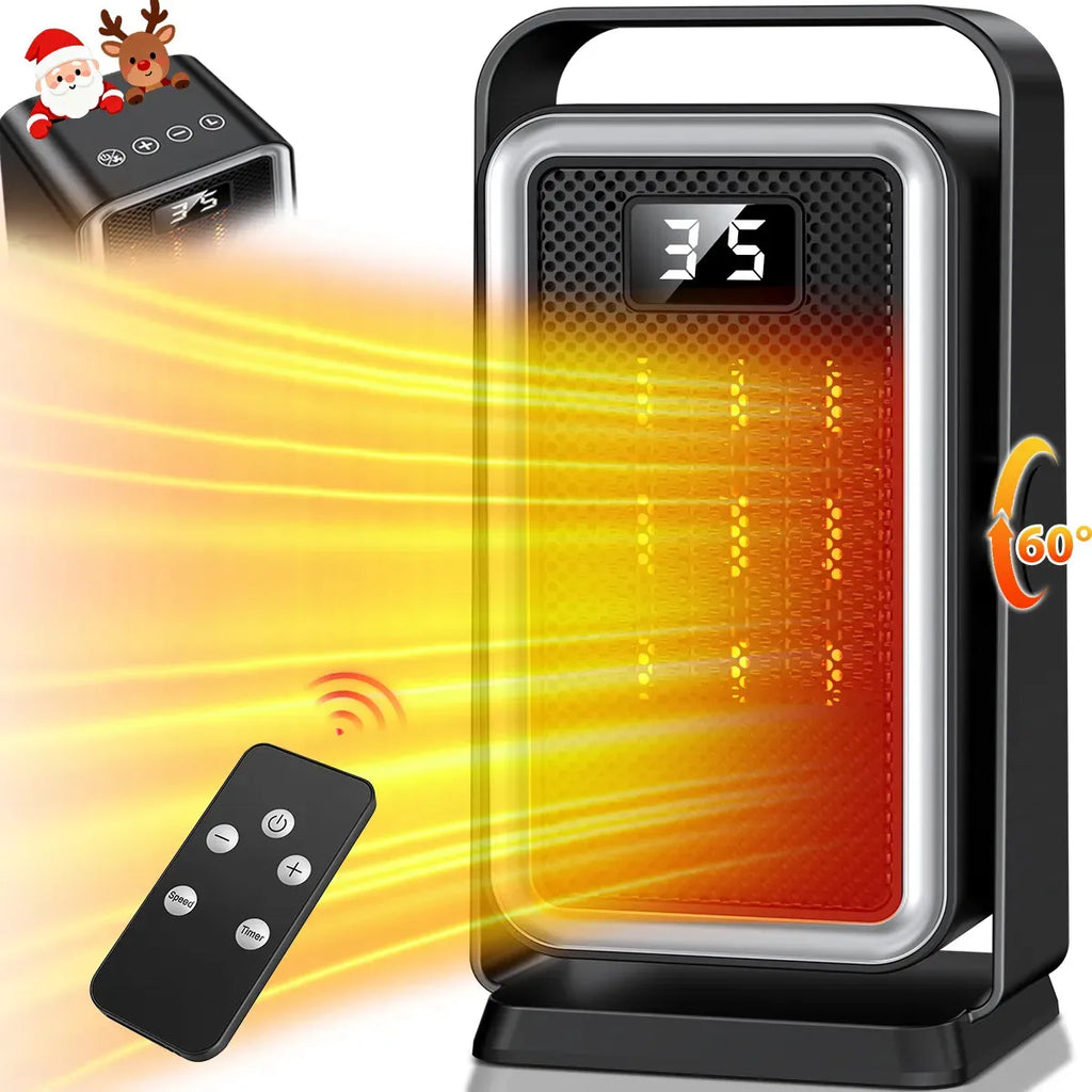 Calefactor Eléctricos Ptc Portatil De 1200w 2 En 1 Combo De Calentador De Torre Temporizador 12 Horas, 2 Niveles, Oscilación De 60° Con Control Remoto, Bajo Consumo Calentador Para Oficina Y Hogar