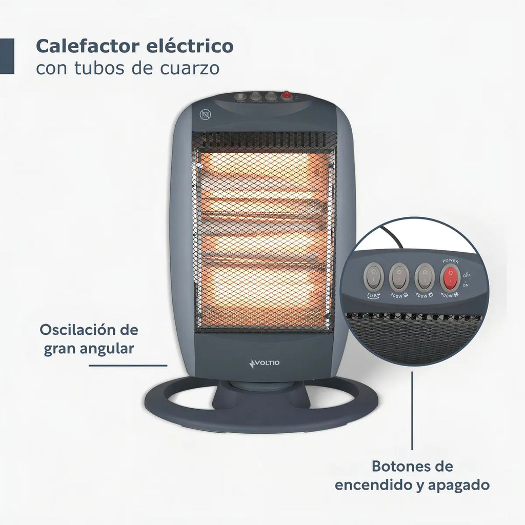 Calefactor Voltio CEC3VOLT eléctrico de cuarzo 3 niveles color gris