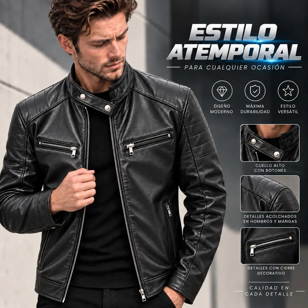 Chaqueta De Cuero Pu Slim Para Hombre Abrigo Delgado