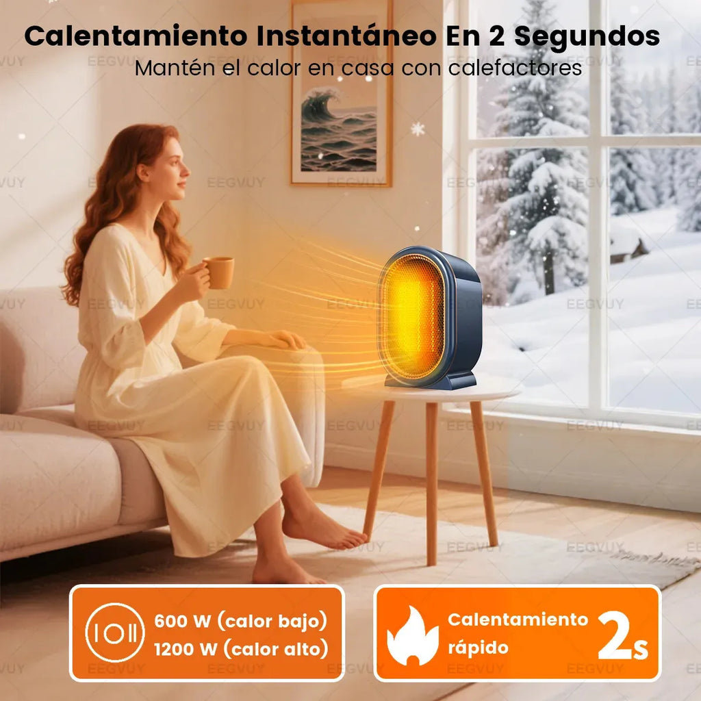 1200W Calentador Eléctrico Pequeños Calefactore Portátiles Para Uso En Interiores, Con Protección Contra Sobrecalentamiento Y Vuelco, Mini Calefactores Personales