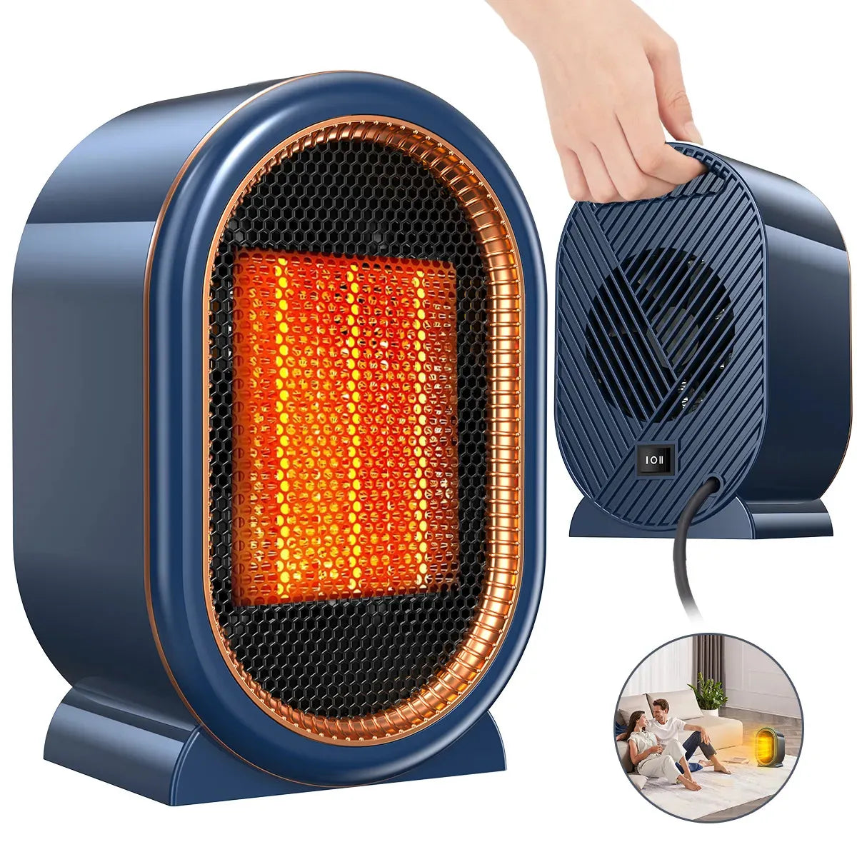 1200W Calentador Eléctrico Pequeños Calefactore Portátiles Para Uso En Interiores, Con Protección Contra Sobrecalentamiento Y Vuelco, Mini Calefactores Personales