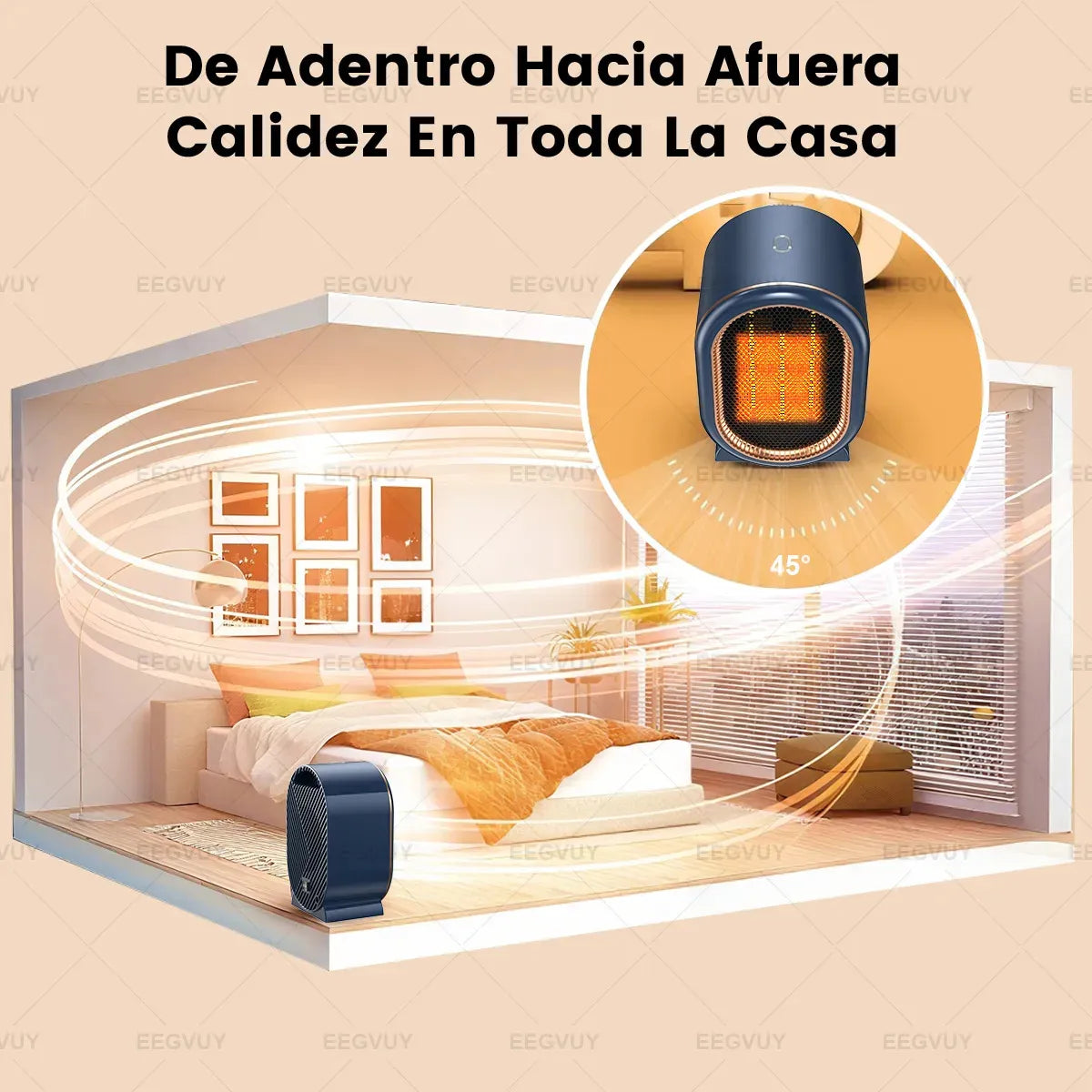 Calefactor Eléctrico De Portátil 1200W Calentador De Aire 2 Modos Calefactor PTC, Mini Calefactores Personales Para Oficina y Hogar