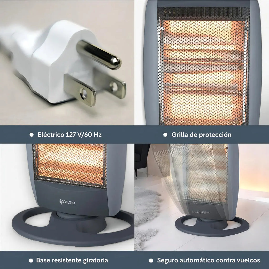Calefactor Voltio CEC3VOLT eléctrico de cuarzo 3 niveles color gris