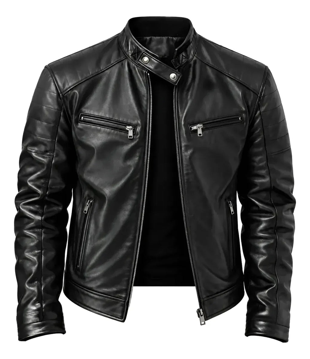 Chaqueta De Cuero Pu Slim Para Hombre Abrigo Delgado