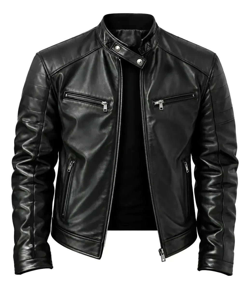 Chaqueta De Cuero Pu Slim Para Hombre Abrigo Delgado