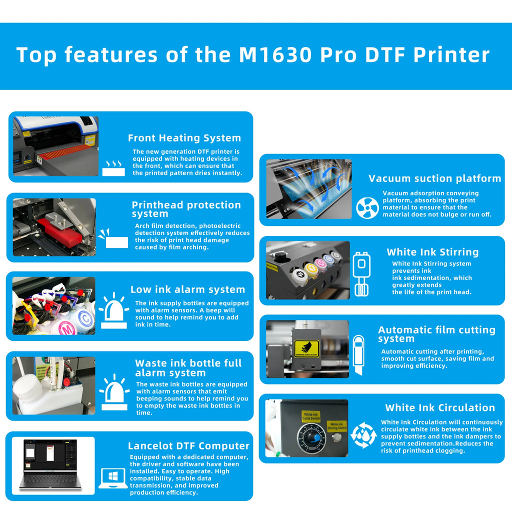 美国仓库Diy t恤印刷机M1630 PRO DTF打印机A3单头Xp600打印机，具有自动切割功能