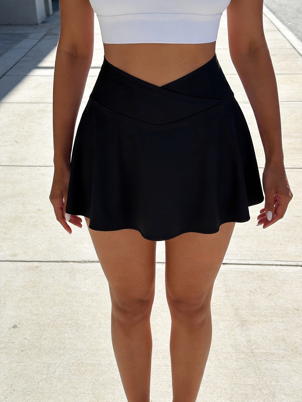 Cross V Waist Tennis Skirt With Pockets For Women, High Waist Ruched Golf Skorts With Built-in Shorts, Athletic Running Pickleball Workout Skirt