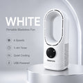 Portable Air Conditioning Fan USB Tower Fan Desktop Bladeless Fan - with Water Mist Cooling, Seven-Color LED Ambient Light, Timer And Smart Shutdown - Perfect for Office, Travel, Camping And Home Essentials