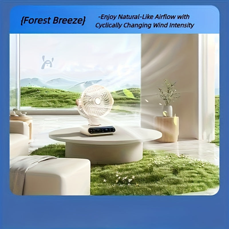 Smart Desktop Circulation Fan, 4 Modes And 100 Adjustable Speeds, Timed Use with Long Battery Life, for Bedroom, Office, Living Room, And Outdoor