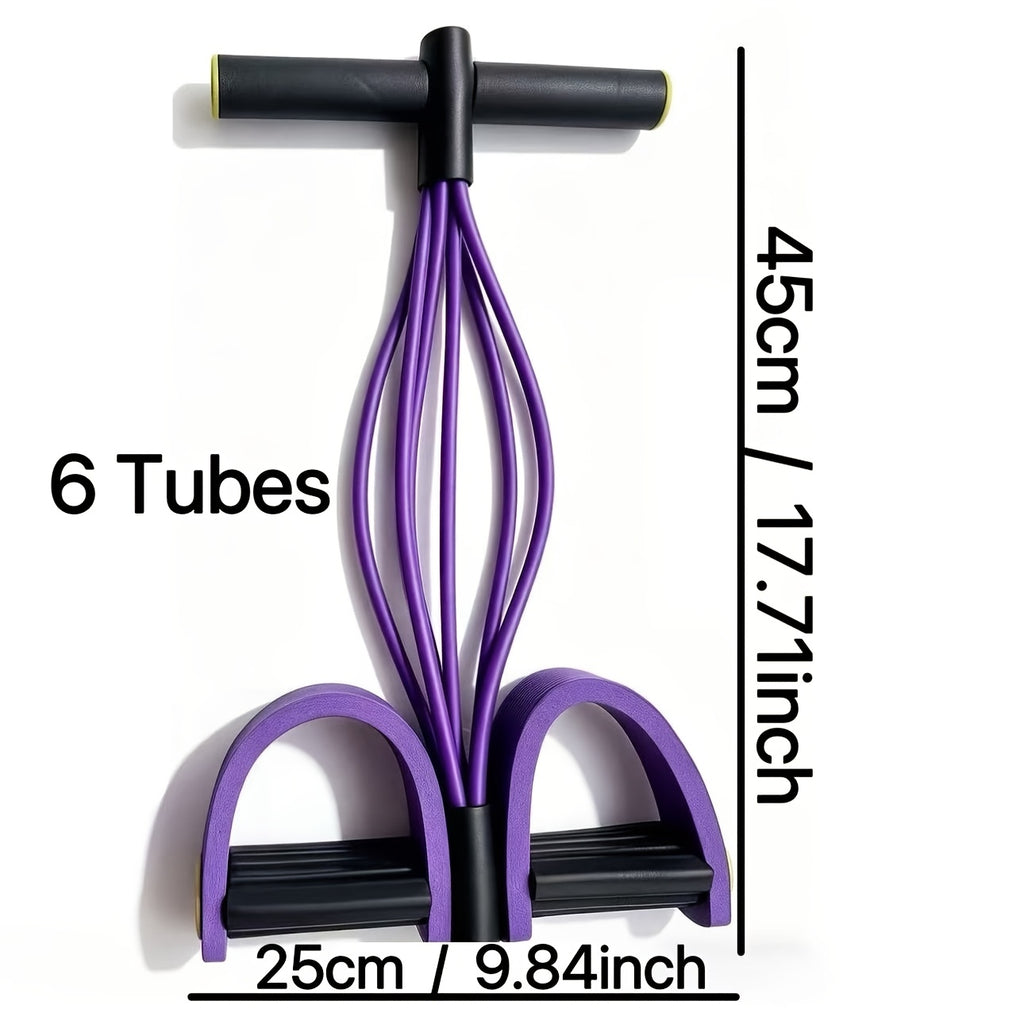 [6-Tube Resistance Band] 6-Tube Upgraded High-Tension Resistance Band - Ergonomic Design, Durable Purple Resistance Band, Suitable for Home Gyms, Cardio Workouts, Strength, Exercise Additions, Stylish Fitness Equipment, Comfortable Grip, Winter for home F