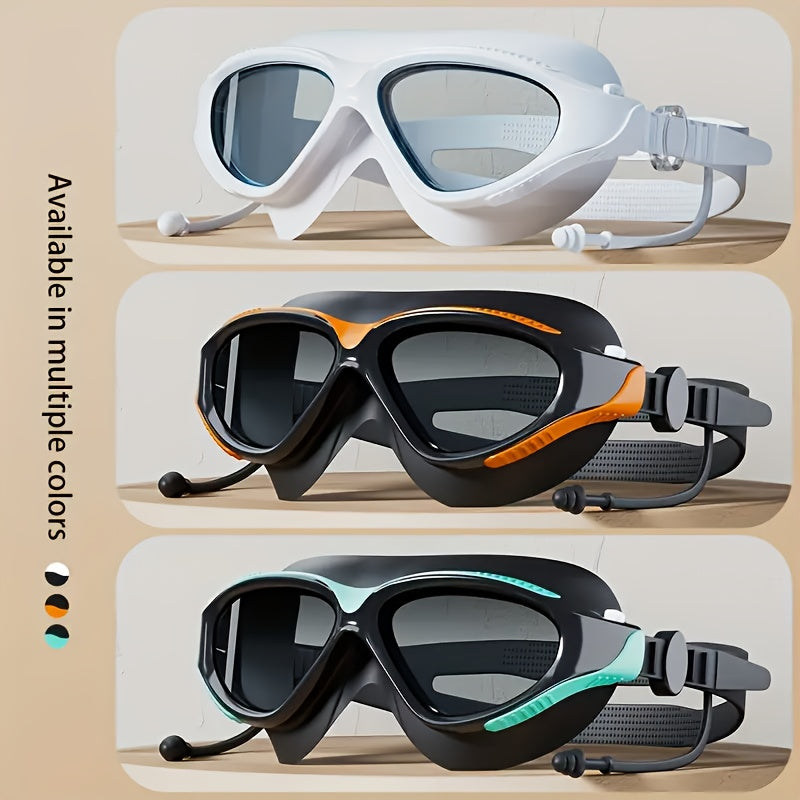 Large Frame Quality Swimming Goggles – Anti-fog and Waterproof, with High-definition Clarity and an Adjustable Silicone Strap. PC Lenses Are Suitable for Outdoor Swimming and Water Sports. Swimming Accessories, Comfortable Fit, High-performance