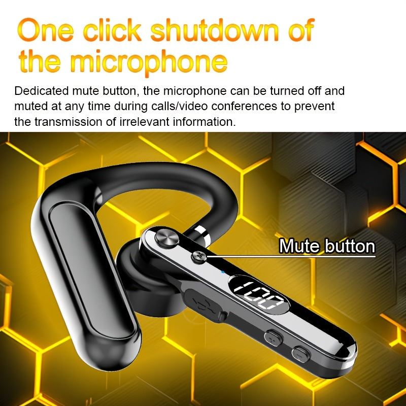 Open-style Wireless Earphones with Extended Battery Life, One-touch Mute Function, Crystal-clear Calls, Non-intra-auricular Design, Battery Level Indicator, Ergonomic Open-ear Design, Comfortable Wireless Earbuds, Compatible with iPhone/Android