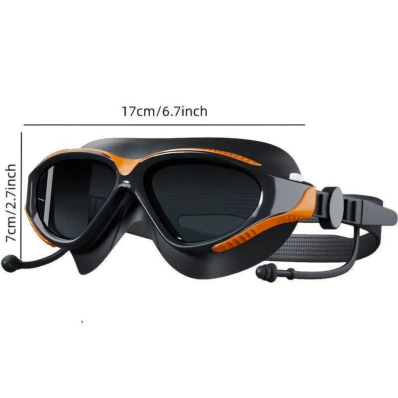 Large Frame Quality Swimming Goggles – Anti-fog and Waterproof, with High-definition Clarity and an Adjustable Silicone Strap. PC Lenses Are Suitable for Outdoor Swimming and Water Sports. Swimming Accessories, Comfortable Fit, High-performance
