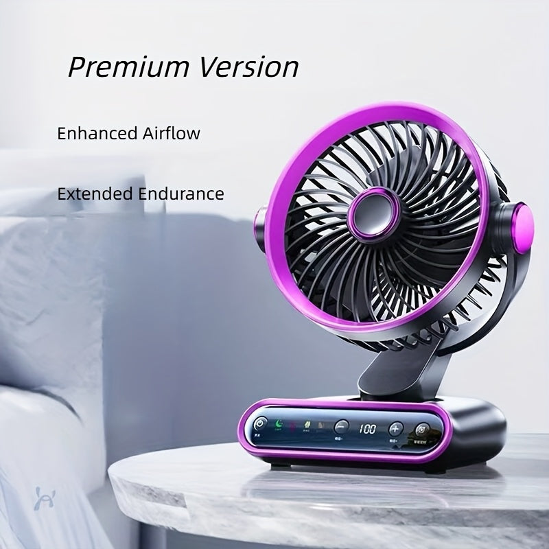 Smart Desktop Circulation Fan, 4 Modes And 100 Adjustable Speeds, Timed Use with Long Battery Life, for Bedroom, Office, Living Room, And Outdoor