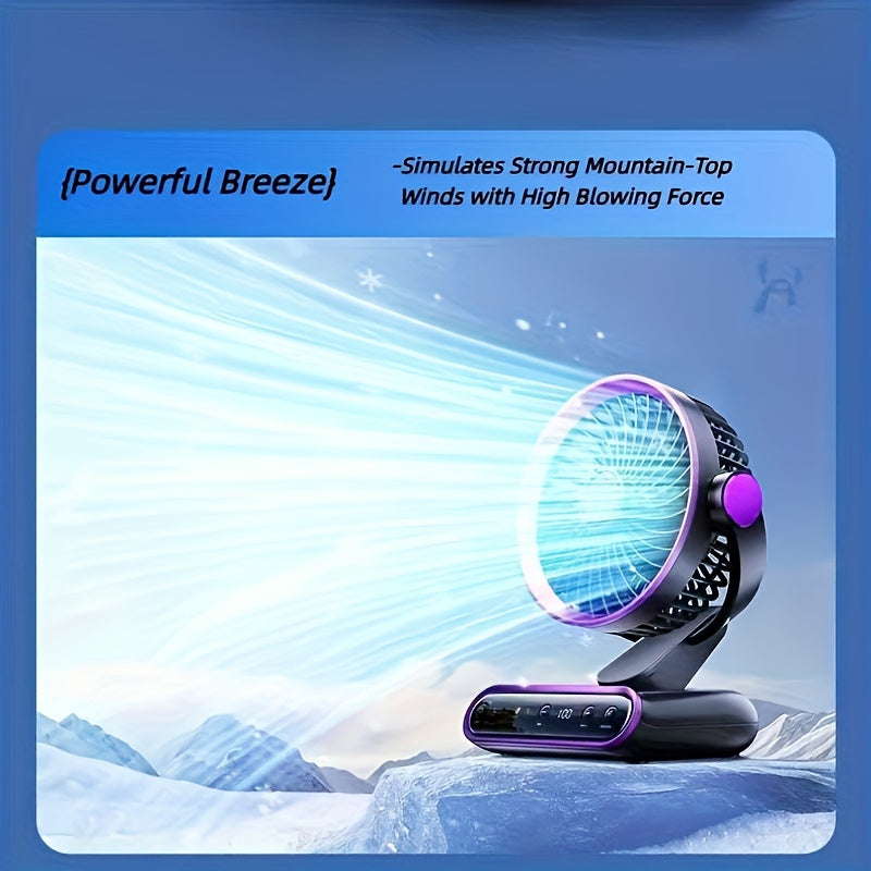 Smart Desktop Circulation Fan, 4 Modes And 100 Adjustable Speeds, Timed Use with Long Battery Life, for Bedroom, Office, Living Room, And Outdoor