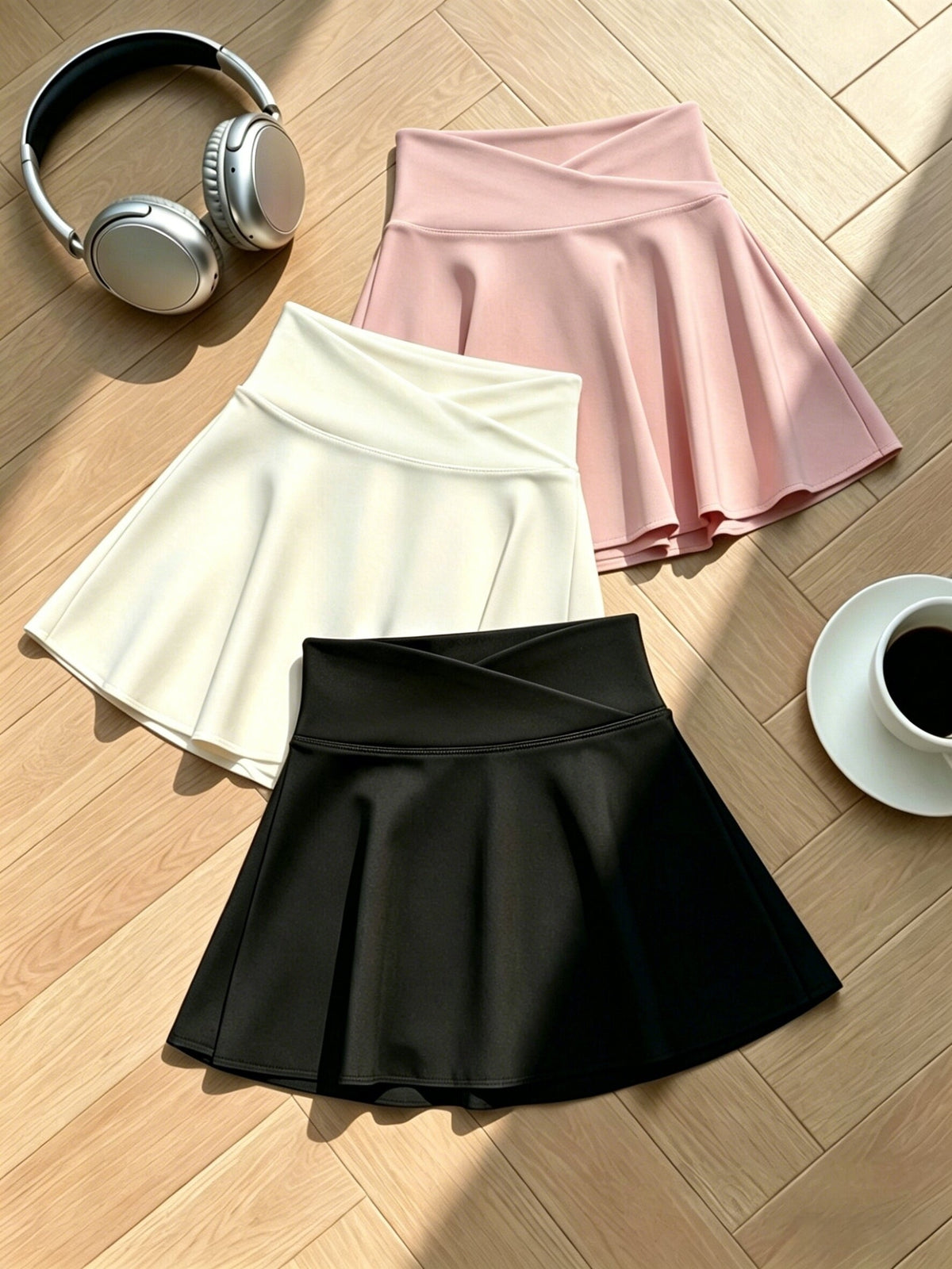 Cross V Waist Tennis Skirt With Pockets For Women, High Waist Ruched Golf Skorts With Built-in Shorts, Athletic Running Pickleball Workout Skirt