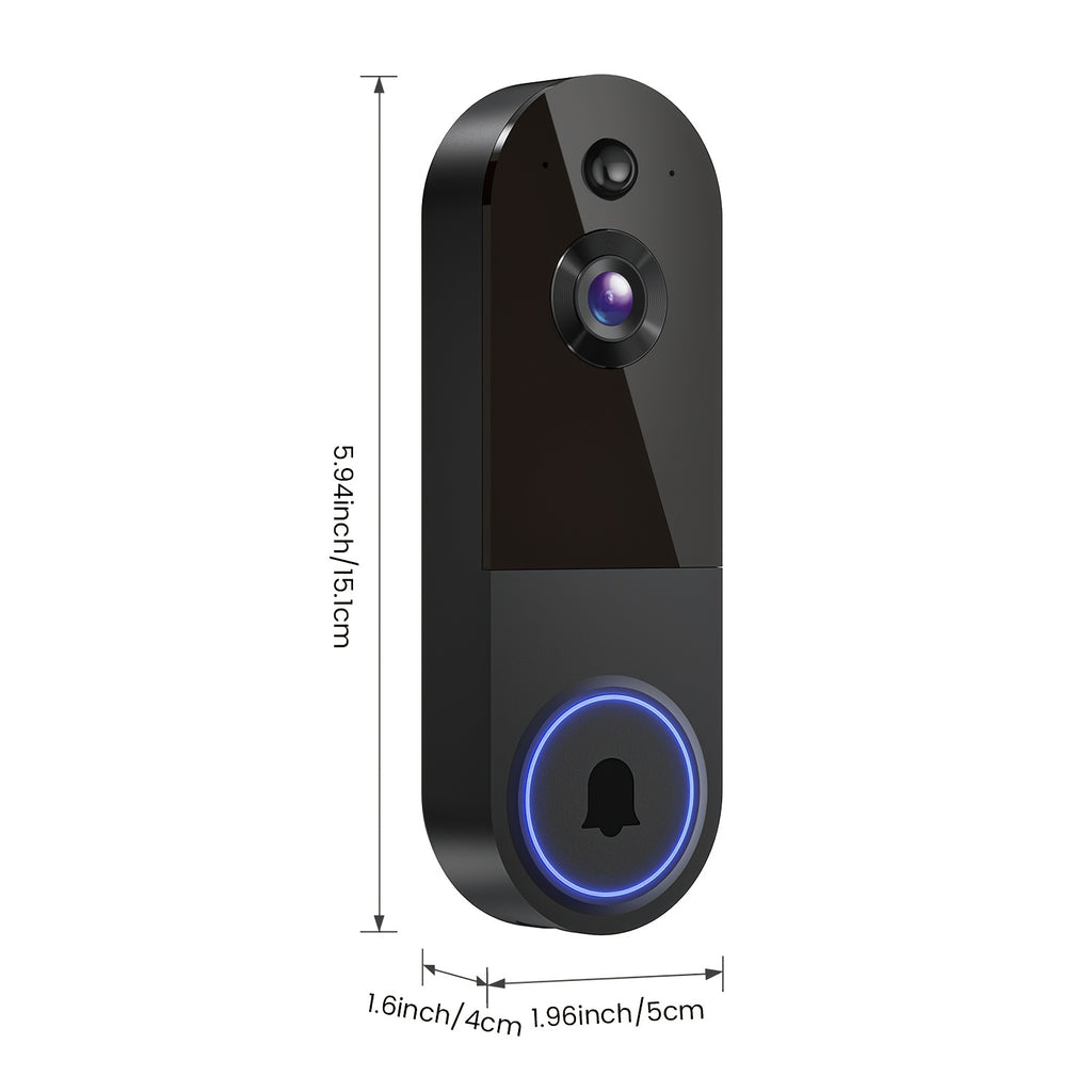 1080P Video Doorbell Camera, Intelligent Body Detection, Cloud Storage, Real-time View, Two-way Audio, Infrared Night Vision, Battery Powered, Monitoring